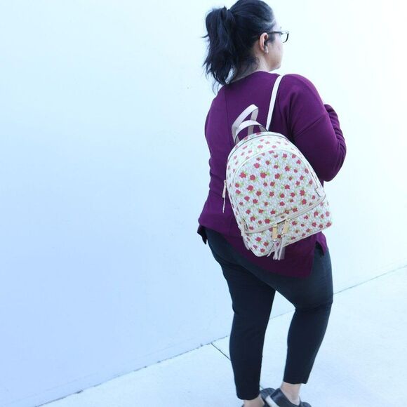 NWT Michael Kors Jet Set Rhea Zip FLORAL Backpack - Picture 1 of 15